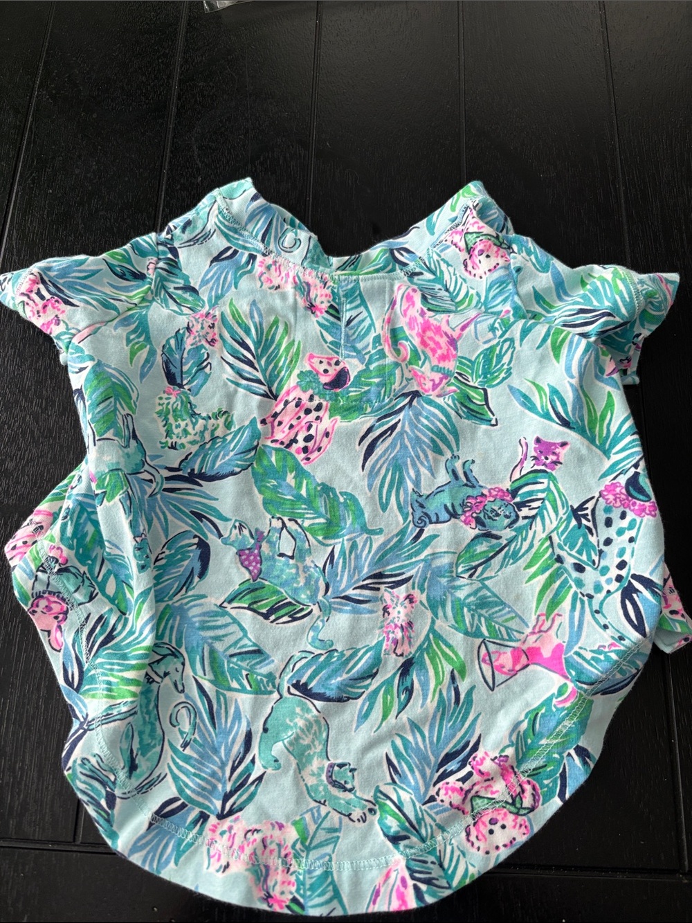 Lilly Pulitzer Aqua Tropical Leaf & Pink Floral Dog Tee